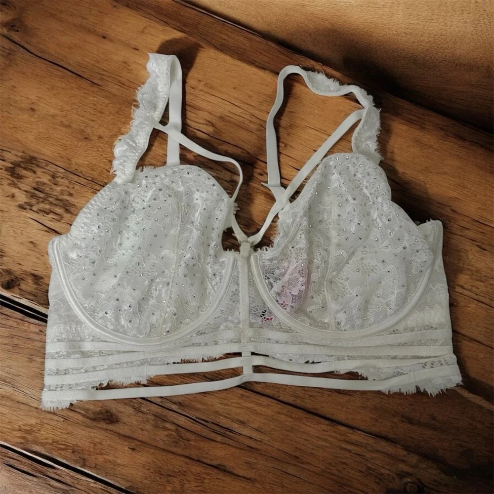 La Senza women’s white rhinestone bra size 36DD - Picture 1 of 13